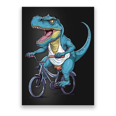 T Rex Riding Bike Funny Bicycle Rider Cycling Dinosaur Poster