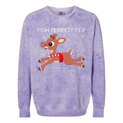 The Rednosed Reindeer How Reindeer Fly Christmas Colorblast Crewneck Sweatshirt