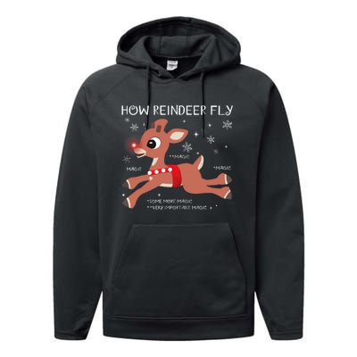 The Rednosed Reindeer How Reindeer Fly Christmas Performance Fleece Hoodie