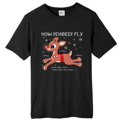 The Rednosed Reindeer How Reindeer Fly Christmas Tall Fusion ChromaSoft Performance T-Shirt