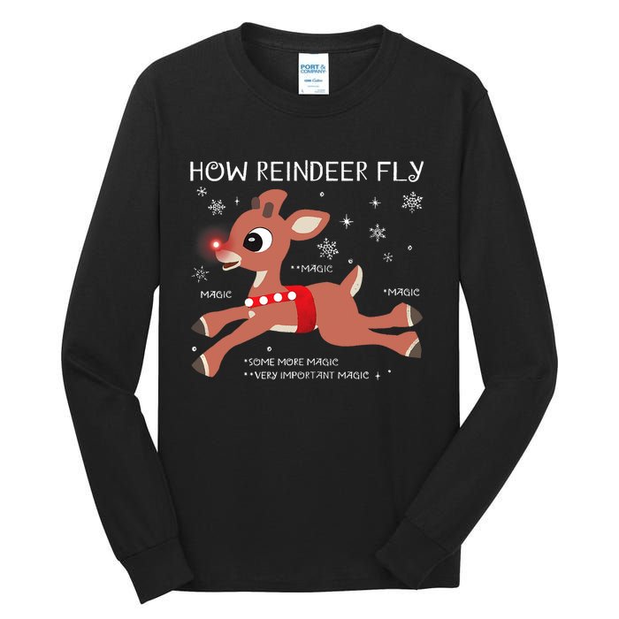 The Rednosed Reindeer How Reindeer Fly Christmas Tall Long Sleeve T-Shirt