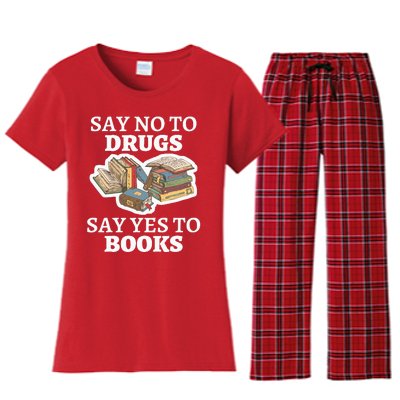 Teachers Red Ribbon Week Say No To Drugs Say Yes To Books Women's Flannel Pajama Set