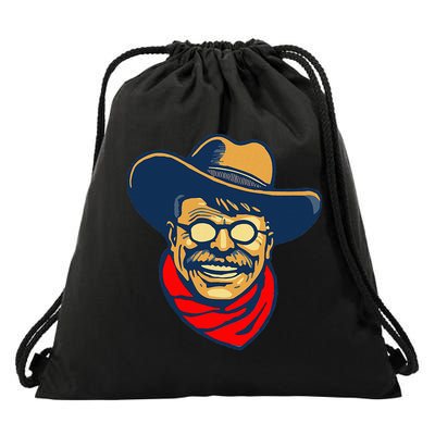 Teddy Roosevelt Rough Rider American National Parks Retro Drawstring Bag
