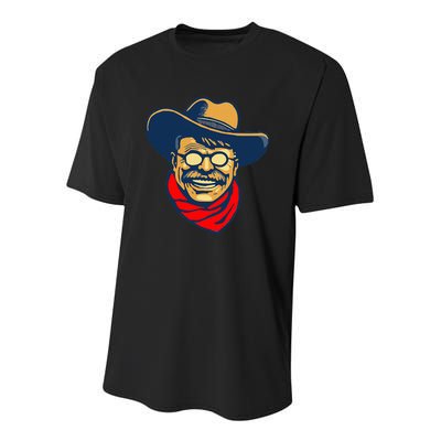 Teddy Roosevelt Rough Rider American National Parks Retro Youth Performance Sprint T-Shirt