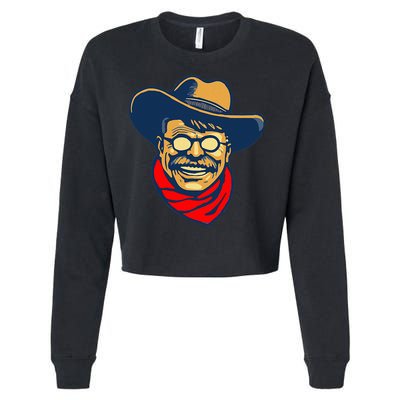 Teddy Roosevelt Rough Rider American National Parks Retro Cropped Pullover Crew