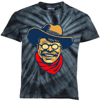 Teddy Roosevelt Rough Rider American National Parks Retro Kids Tie-Dye T-Shirt