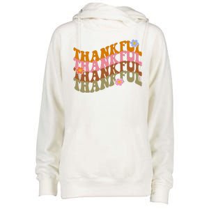 Thankful Retro Sunflower Cute Gift Womens Funnel Neck Pullover Hood