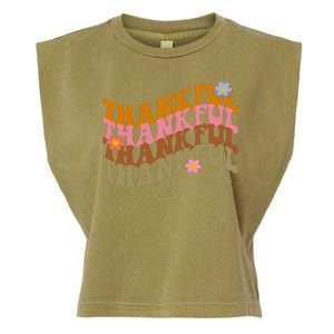 Thankful Retro Sunflower Cute Gift Garment-Dyed Women's Muscle Tee