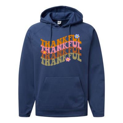 Thankful Retro Sunflower Cute Gift Performance Fleece Hoodie