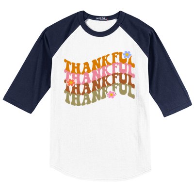 Thankful Retro Sunflower Cute Gift Baseball Sleeve Shirt