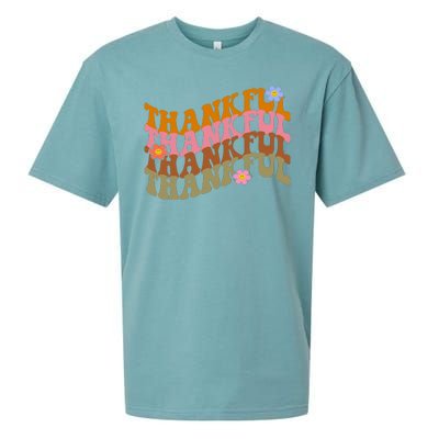 Thankful Retro Sunflower Cute Gift Sueded Cloud Jersey T-Shirt