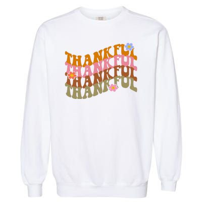 Thankful Retro Sunflower Cute Gift Garment-Dyed Sweatshirt