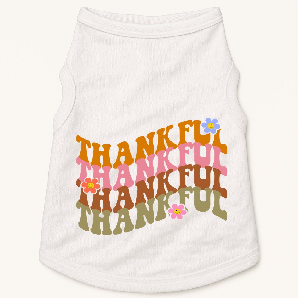 Thankful Retro Sunflower Cute Gift Doggie Tank
