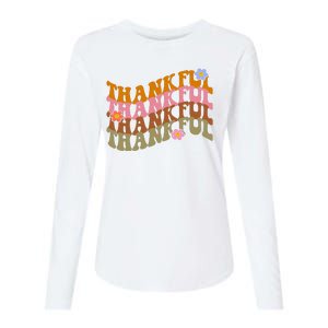 Thankful Retro Sunflower Cute Gift Womens Cotton Relaxed Long Sleeve T-Shirt