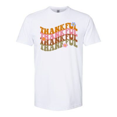 Thankful Retro Sunflower Cute Gift Softstyle CVC T-Shirt