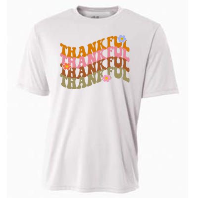 Thankful Retro Sunflower Cute Gift Cooling Performance Crew T-Shirt