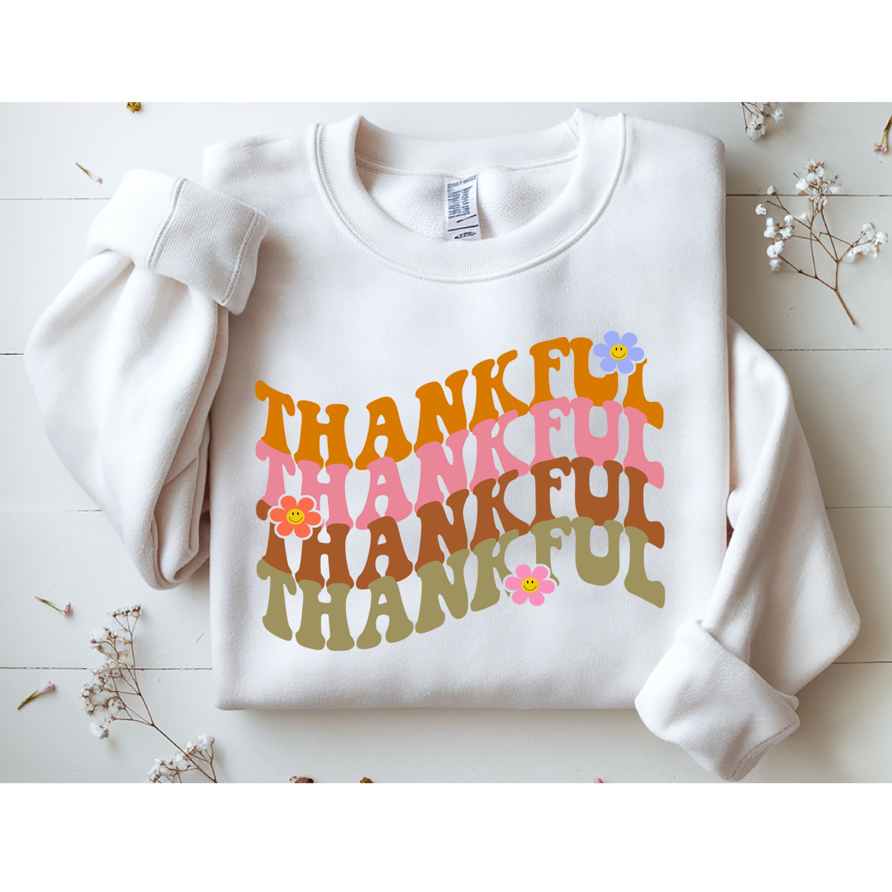 Thankful Retro Sunflower Cute Gift Sweatshirt