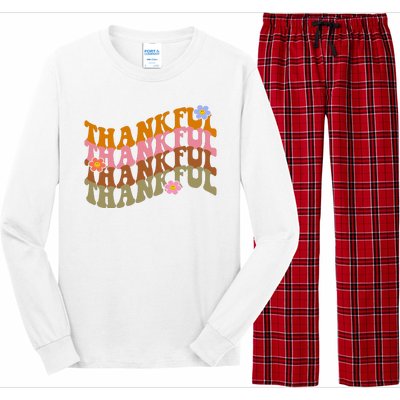 Thankful Retro Sunflower Cute Gift Long Sleeve Pajama Set