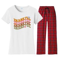 Thankful Retro Sunflower Cute Gift Women's Flannel Pajama Set