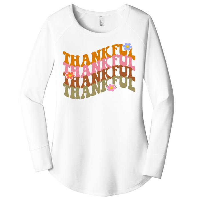 Thankful Retro Sunflower Cute Gift Women's Perfect Tri Tunic Long Sleeve Shirt