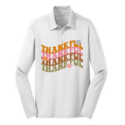 Thankful Retro Sunflower Cute Gift Silk Touch Performance Long Sleeve Polo