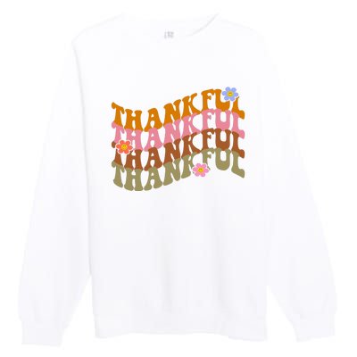 Thankful Retro Sunflower Cute Gift Premium Crewneck Sweatshirt