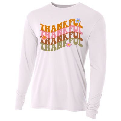 Thankful Retro Sunflower Cute Gift Cooling Performance Long Sleeve Crew