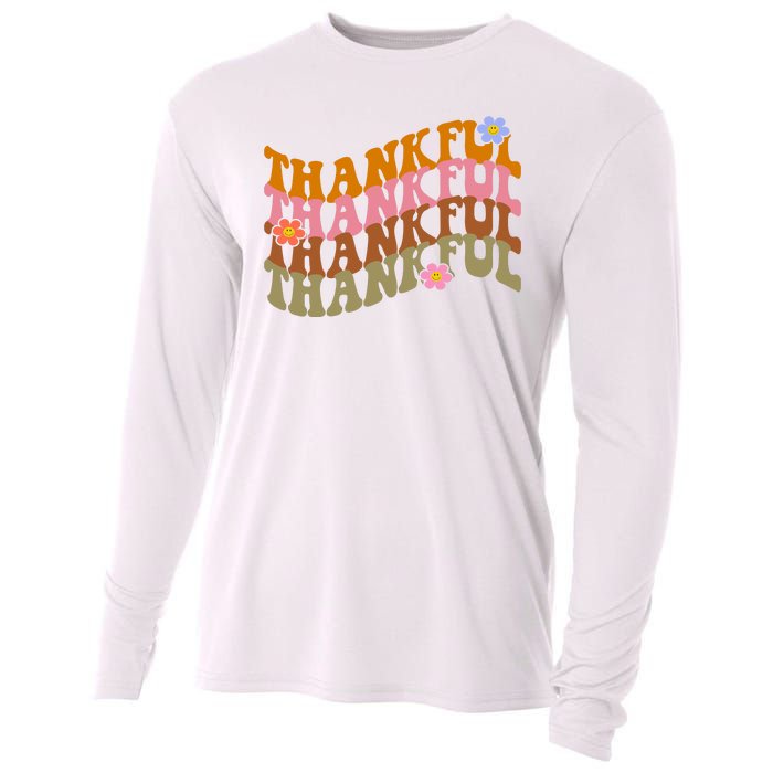 Thankful Retro Sunflower Cute Gift Cooling Performance Long Sleeve Crew