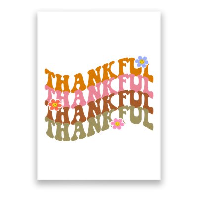 Thankful Retro Sunflower Cute Gift Poster