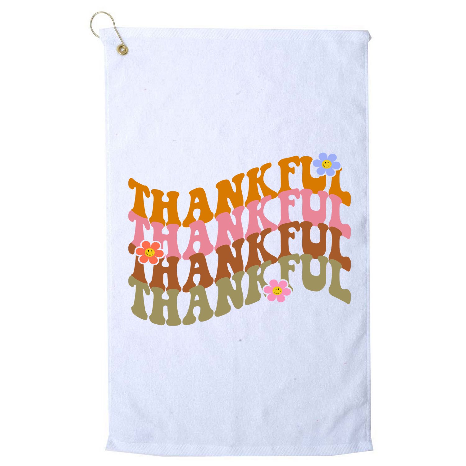 Thankful Retro Sunflower Cute Gift Golf Towel
