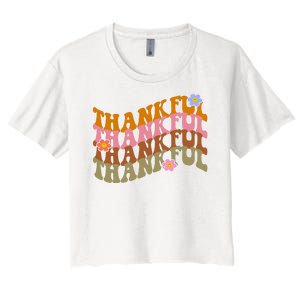 Thankful Retro Sunflower Cute Gift Women's Crop Top Tee