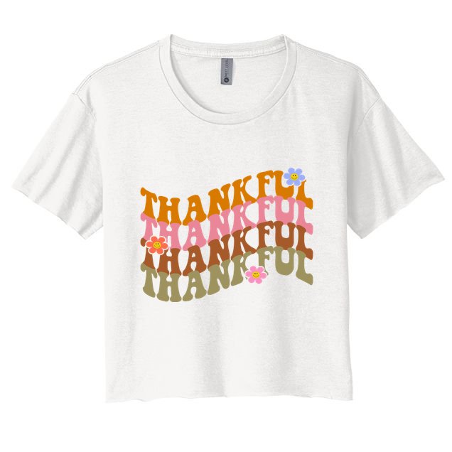 Thankful Retro Sunflower Cute Gift Crop Top