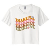 Thankful Retro Sunflower Cute Gift Women's Crop Top Tee