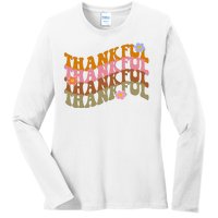 Thankful Retro Sunflower Cute Gift Ladies Long Sleeve Shirt