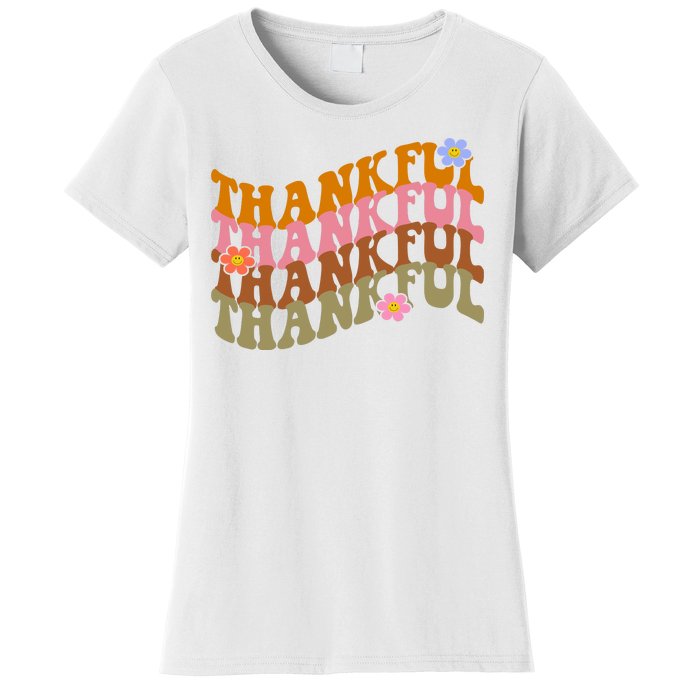 Thankful Retro Sunflower Cute Gift Women's T-Shirt