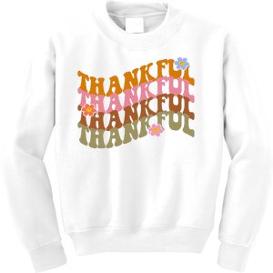 Thankful Retro Sunflower Cute Gift Kids Sweatshirt