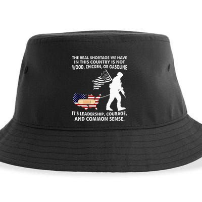 The Real Shortage We Have Leadership Courage Common Sense Sustainable Bucket Hat