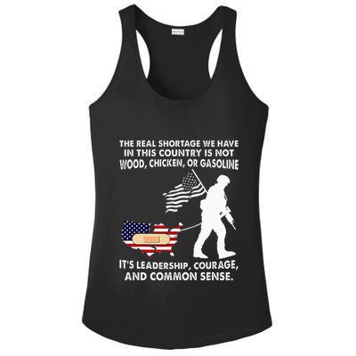 The Real Shortage We Have Leadership Courage Common Sense Ladies PosiCharge Competitor Racerback Tank