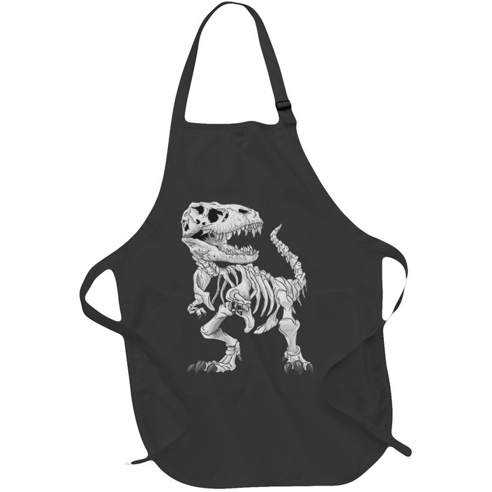 T Rex Skeleton Dino Bones Paleontologist Fossil Dinosaur Full-Length Apron With Pockets