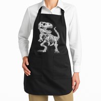 T Rex Skeleton Dino Bones Paleontologist Fossil Dinosaur Full-Length Apron With Pockets