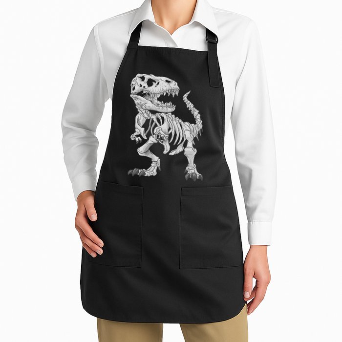 T Rex Skeleton Dino Bones Paleontologist Fossil Dinosaur Full-Length Apron With Pockets