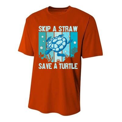 Turtle Rescue Skip A Straw Save A Turtle Gift Performance Sprint T-Shirt