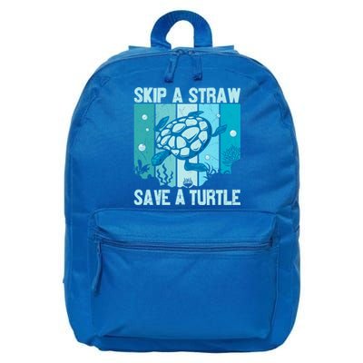 Turtle Rescue Skip A Straw Save A Turtle Gift 16 in Basic Backpack