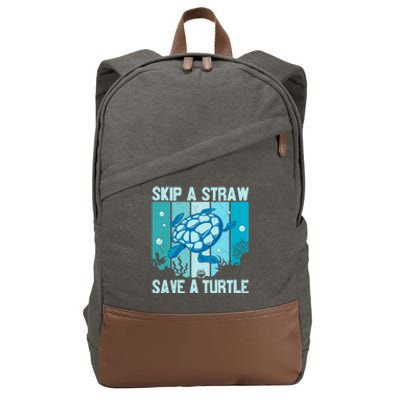 Turtle Rescue Skip A Straw Save A Turtle Gift Cotton Canvas Backpack