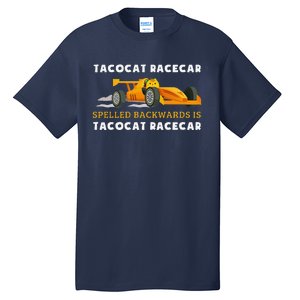 Tacocat Racecar Spelled Backwards Funny Taco Cat Lovers Tall T-Shirt