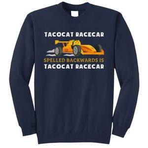 Tacocat Racecar Spelled Backwards Funny Taco Cat Lovers Tall Sweatshirt