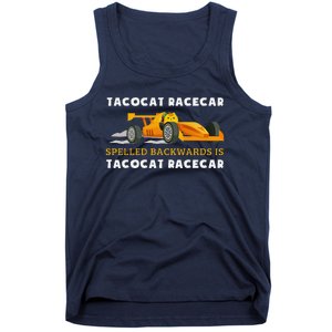 Tacocat Racecar Spelled Backwards Funny Taco Cat Lovers Tank Top