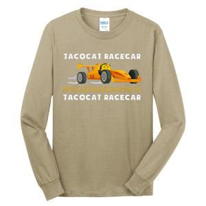 Tacocat Racecar Spelled Backwards Funny Taco Cat Lovers Tall Long Sleeve T-Shirt