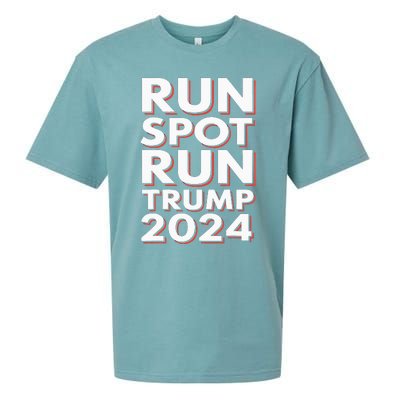 Trump Run Spot Run Funny Trump 2024 Merchandise Sueded Cloud Jersey T-Shirt