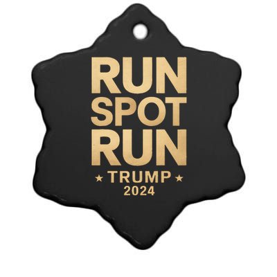 Trump Run Spot Run Funny Trump 2024 Merchandise Ceramic Star Ornament